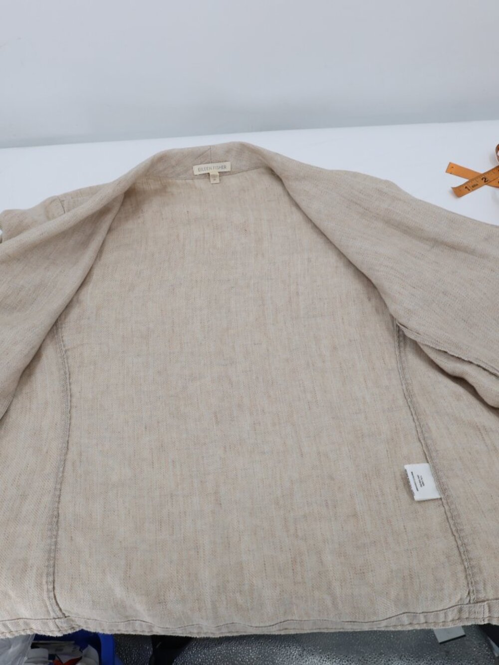 Eileen fisher Blazer Womens medium one Button Single Breasted Linen blend pocket - Picture 12 of 12